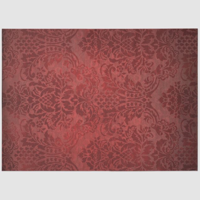 Papier Mousseline Vintage Grungy Rouge Floral Damask (Recto)