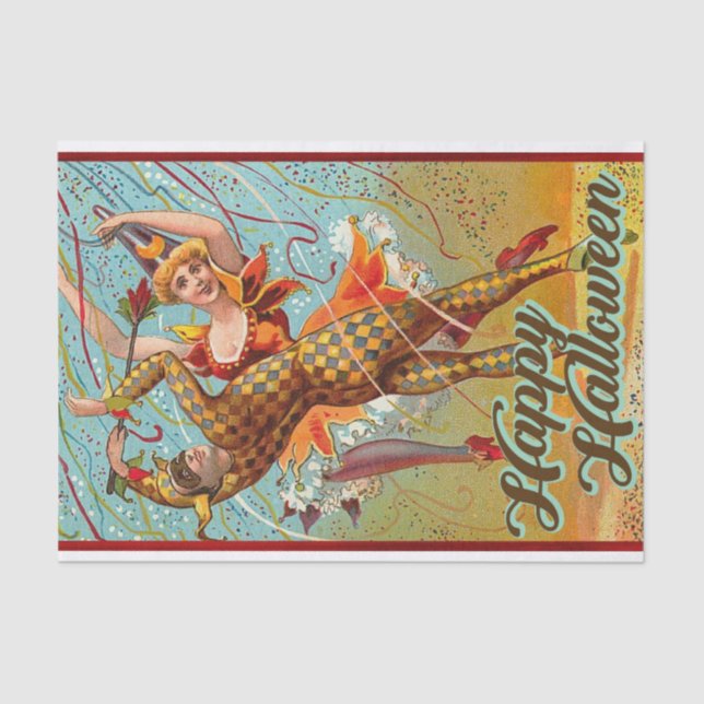 Papier Mousseline Vintage Halloween danser en costume Jester (Recto)
