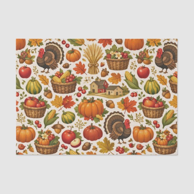 Papier Mousseline Vintage Harvest Farmhouse Thanksgiving (Recto)