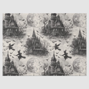 Papier Mousseline Vintage Haunted House et sorcier Toile Motif