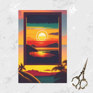 Papier Mousseline Vintage Hawaii Colorful Travel Artwork