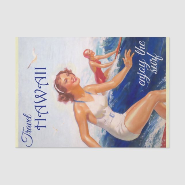 Papier Mousseline Vintage Hawaii Travel Tissue Paper (Recto)