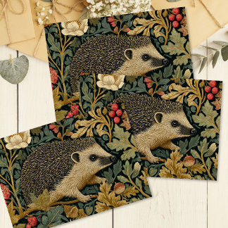 Papier Mousseline Vintage Hedgehog Forest Floral William Morris 