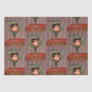 Papier Mousseline Vintage Henri Rousseau Fleurs de Cottage Français