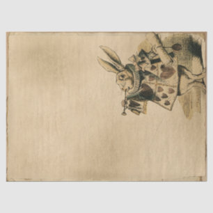 Papier Mousseline Vintage Herald White Rabbit Alice au pays des merv