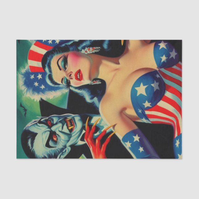 Papier Mousseline Vintage horreur vampire fille (Recto)