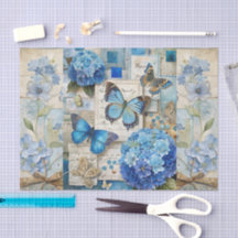 Vintage Inspiré Blue Floral Butterfly Scrapbook