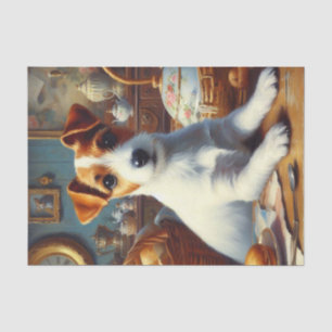 Papier Mousseline Vintage Jack Russell Terrier Peinture