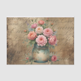Papier Mousseline Vintage Jar intemporel de découpage Rose Imprimer