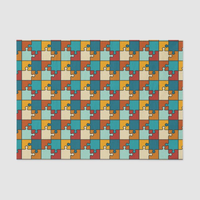 Papier Mousseline Vintage Jigsaw Puzzle Pièces Motif (Recto)