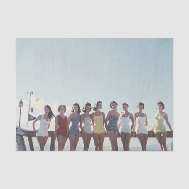 Papier Mousseline Vintage Ladies on Beach Tissue Paper (Recto)