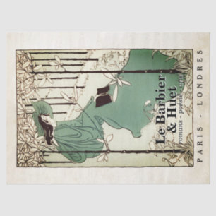 Papier Mousseline Vintage Lady Lecture d'un livre Français Librairie