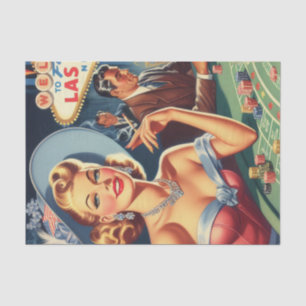 Papier Mousseline Vintage Las Vegas Casino Pin Up