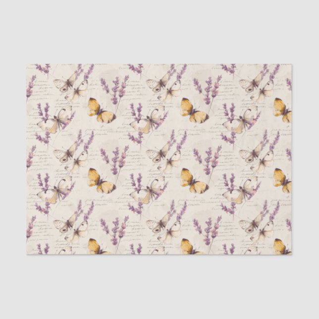 Papier Mousseline Vintage Lavender Butterfly  (Recto)