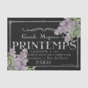 Papier Mousseline Vintage Lilac Typographie française Découpage noir