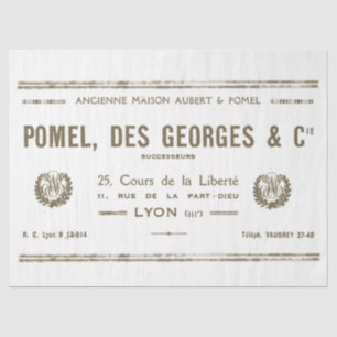 Papier Mousseline Vintage Lyon French Business Typographie Wreaths T