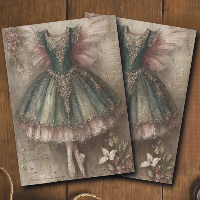 Papier Mousseline Vintage Magical Fairy Ballerina Costume Decoupage  (Créateur téléchargé)