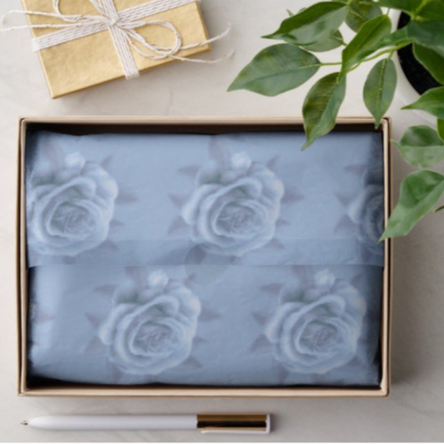 Papier Mousseline Vintage Misty Blue Roses Gift Decoupage (Misty blue roses for gifts or crafts)