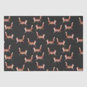 Papier Mousseline Vintage moderne Red Fox Motif sur noir