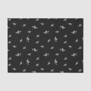 Papier Mousseline Vintage Nature Vent noir blanc Floral