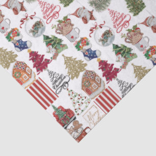 Papier Mousseline Vintage Noël Collage Cadeau de vacances Retro