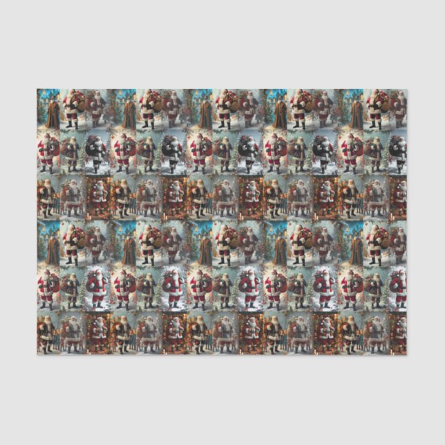 Papier Mousseline Vintage Noël Collage | Retro Holiday (Recto)