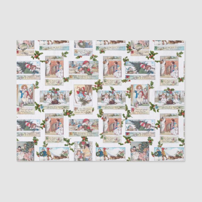 Papier Mousseline Vintage Noël Enfants Collage (Recto)