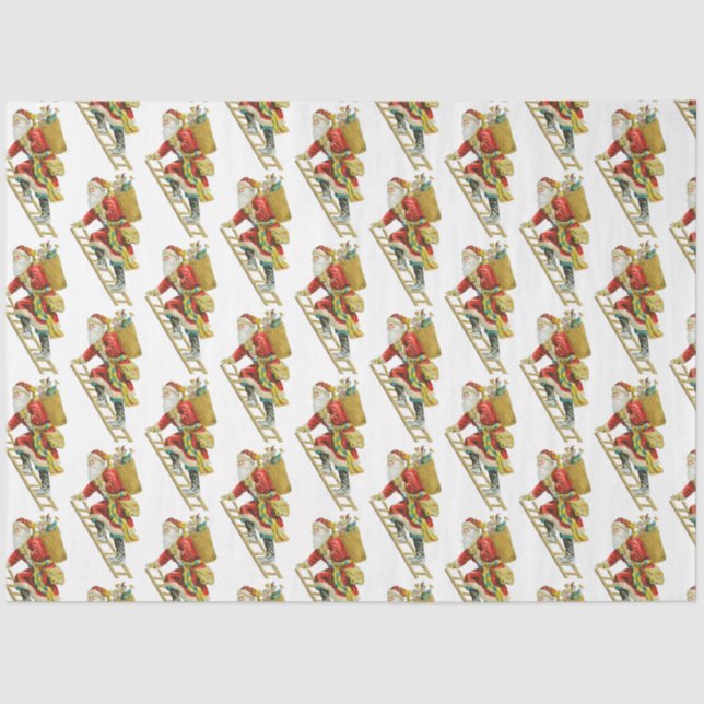 Papier Mousseline Vintage Noël Père Noël et cadeaux (Recto)