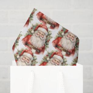 Papier Mousseline Vintage Noël Père Noël Motif souriant