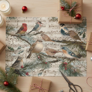 Papier Mousseline Vintage Noël Songbirds hiver