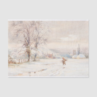 Papier Mousseline Vintage Noël Tissu Papier HIVER PAYSAGE