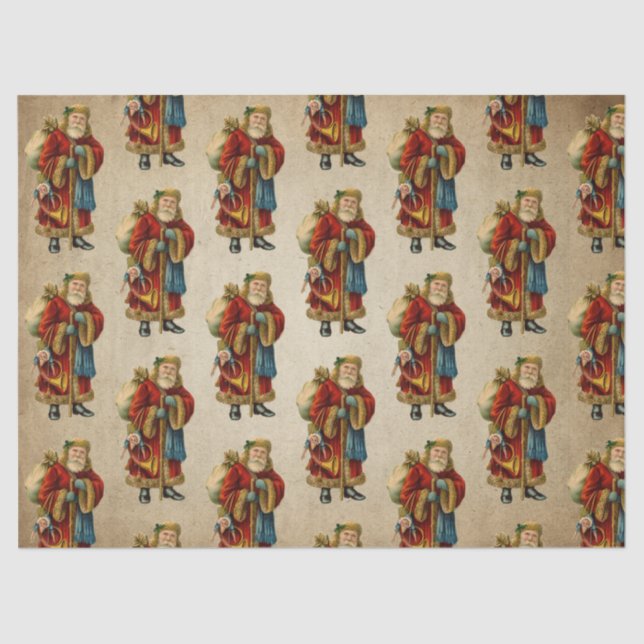Papier Mousseline Vintage Noël Vieux Monde Père Noël (Recto)