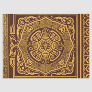 Papier Mousseline Vintage or et Brown japonais Motif décoratif