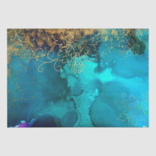 Papier Mousseline Vintage or Floral Grunge Arlequin Damask