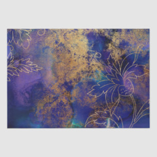 Papier Mousseline Vintage or Floral Grunge Arlequin Damask