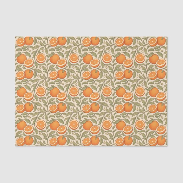 Papier Mousseline Vintage Oranges Arts Crafts Pattern  (Recto)