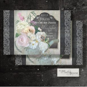 Papier Mousseline Vintage Paris Flower Waters Can Script Decoupage