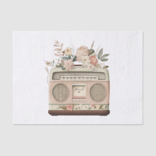Papier Mousseline Vintage Pastel Floral Radio Art pour Découpage