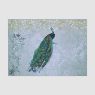 Papier Mousseline Vintage Peacock Gold Confetti Glam