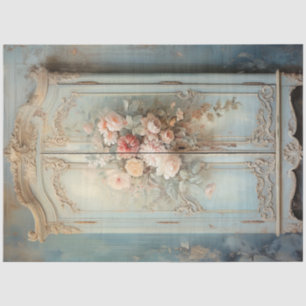 Papier Mousseline Vintage penderie chic shabby vert pastel fleuri