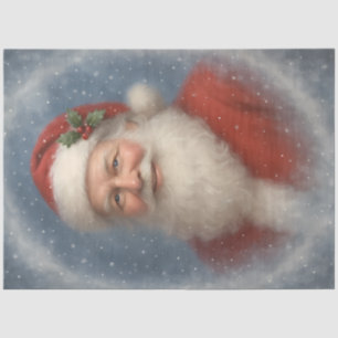 Papier Mousseline Vintage Père Noël Portrait Classique Découpage de