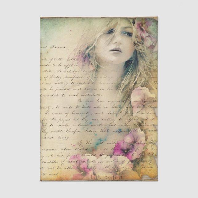 Papier Mousseline Vintage Petunia Journal IV (Recto)