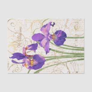 Papier Mousseline Vintage Purple Iris Gold Script Nom personnalisé F