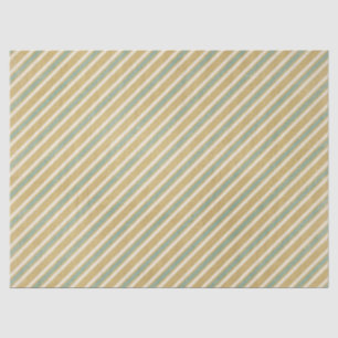 Papier Mousseline Vintage rayé motif rustique turquoise, crème or