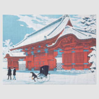 Papier Mousseline Vintage Red Gate japonais sous la neige