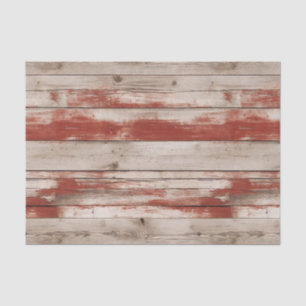 Papier Mousseline Vintage Red Patriotique Faux Wood