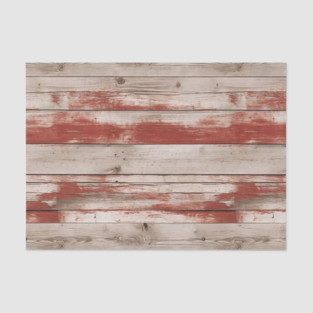 Papier Mousseline Vintage Red Patriotique Faux Wood (Recto)