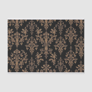 Papier Mousseline Vintage Retro Black et Gold toile de jouy