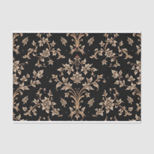 Papier Mousseline Vintage Retro Black et Gold toile de jouy