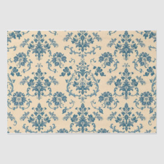 Papier Mousseline Vintage Retro Blue toile de jouy